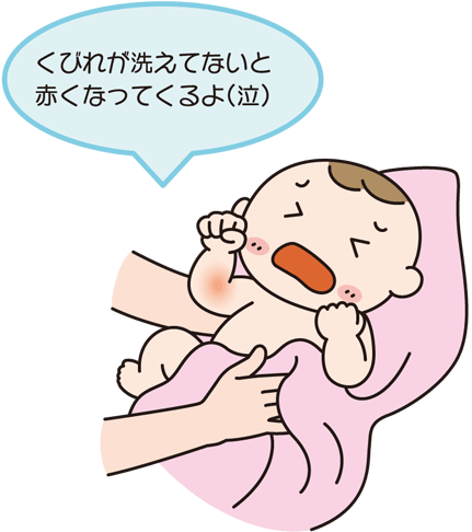 くびれが洗えないと赤くなってくるよ(小児科)