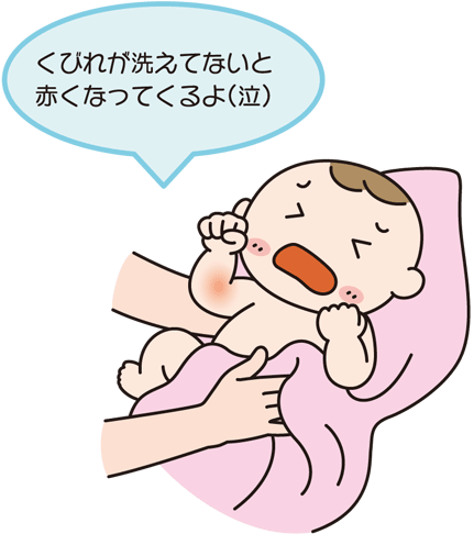 くびれが洗えないと赤くなってくるよ（小児科）